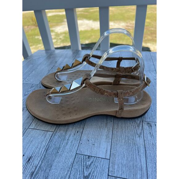 Vionic Rest Nala Sandals Womens Size 9 Tan Gold Casual Classic T Strap Cork - Picture 4 of 7